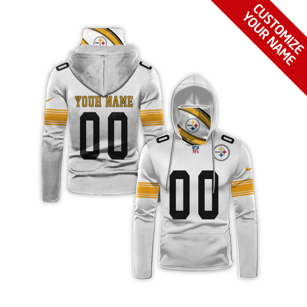 Men's Pittsburgh Steelers 2020 White Customize Hoodie Mask